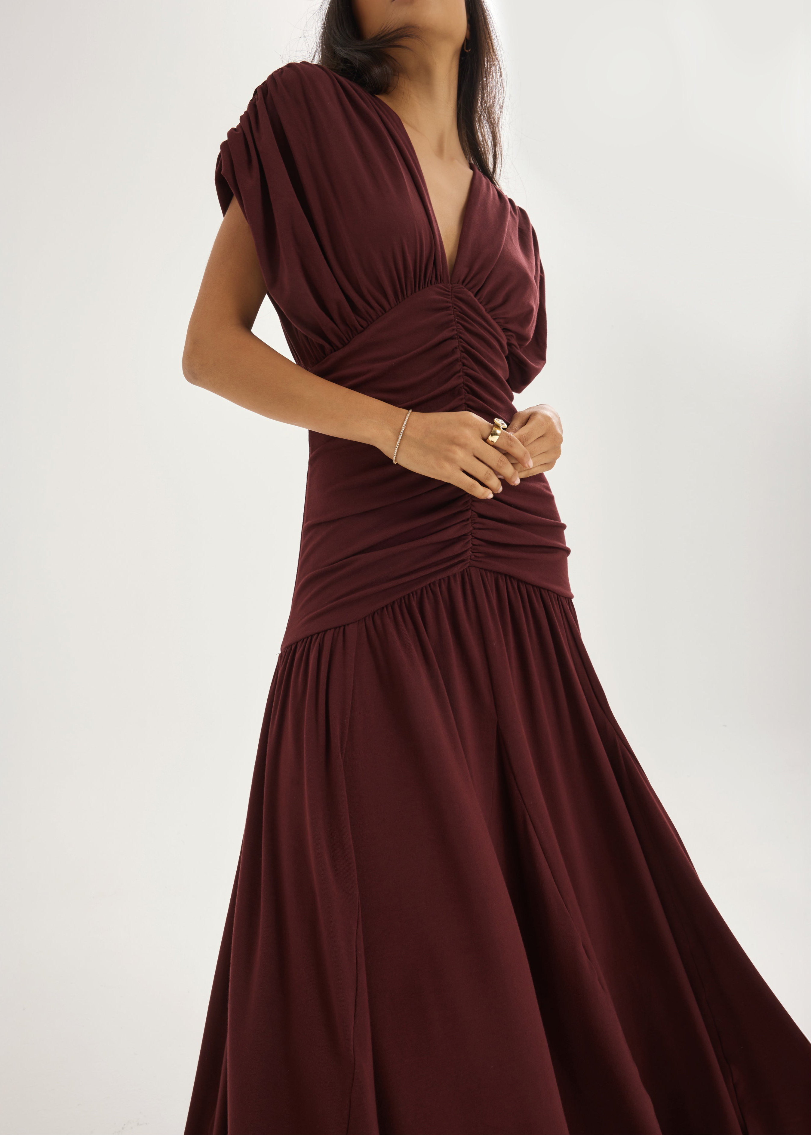 Alaina Ruched Panel Dream Dress | Merlot