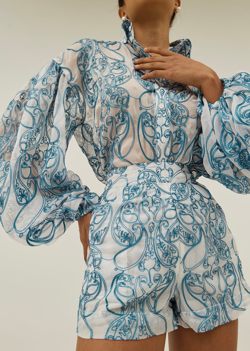 Estella Embroidered Blouse | Blue