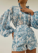 Estella Embroidered Blouse | Blue