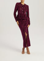 Daria Velvet & Lace Peplum Blouson | Plum
