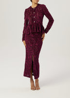 Daria Velvet & Lace Pencil Skirt | Plum