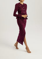 Daria Velvet & Lace Pencil Skirt | Plum