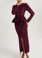 Daria Velvet & Lace Pencil Skirt | Plum