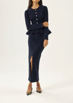 Daria Cable Knit Pencil Skirt | Navy