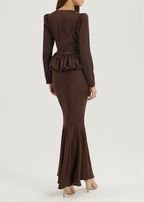 Alexandra Puffball Hem Satin Blouse | Cocoa