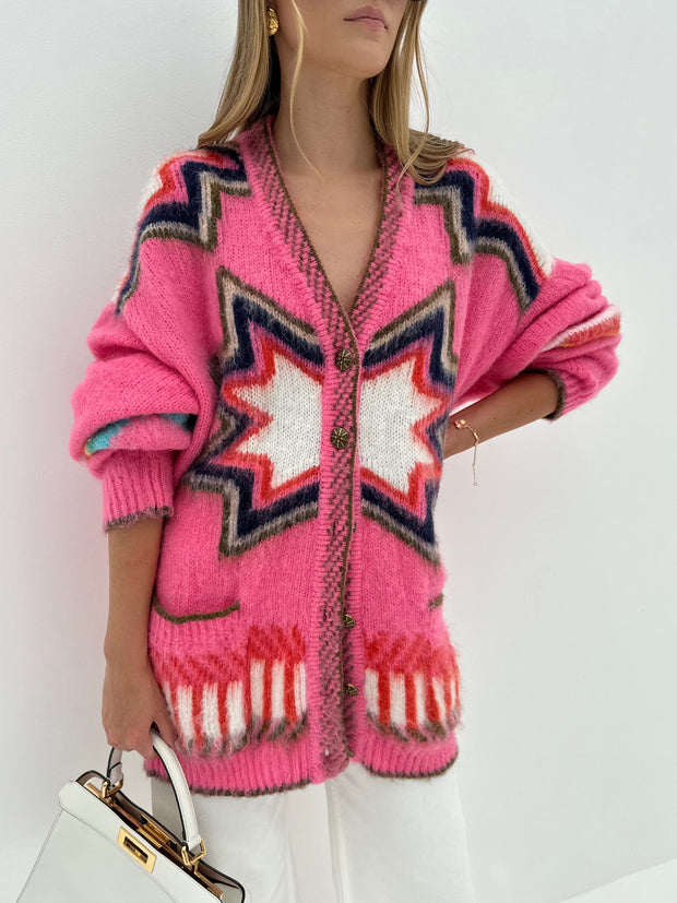 Pink Fairlise Wool Cardigan