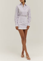 Nina Chic Stripe Day Shirt | White/Lilac