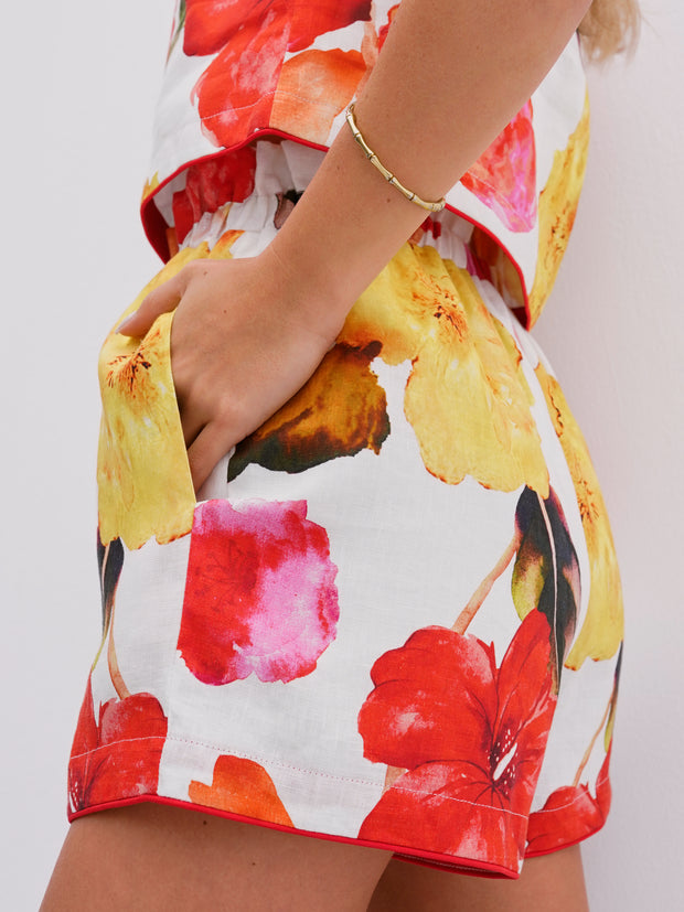 Caicos Floral Linen Top | Multi