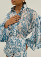 Estella Embroidered Blouse | Blue