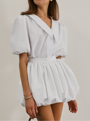 Diala Puff Sleeve Shirt Blouse | White