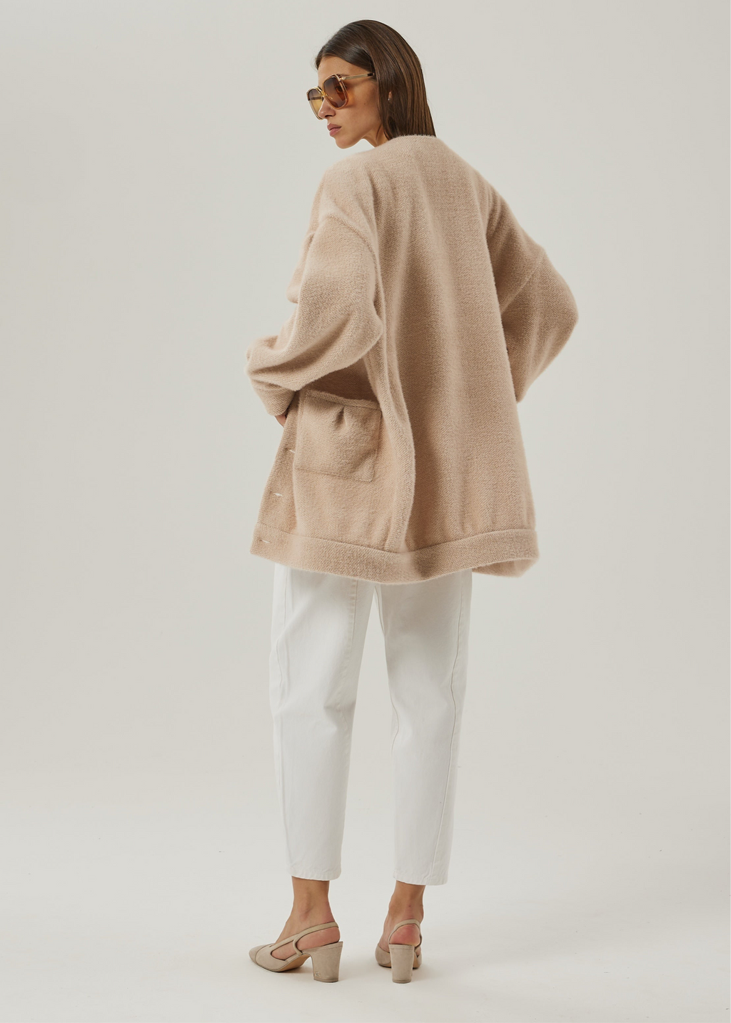 Corrine Pearl Button Cardigan Coat | Blush