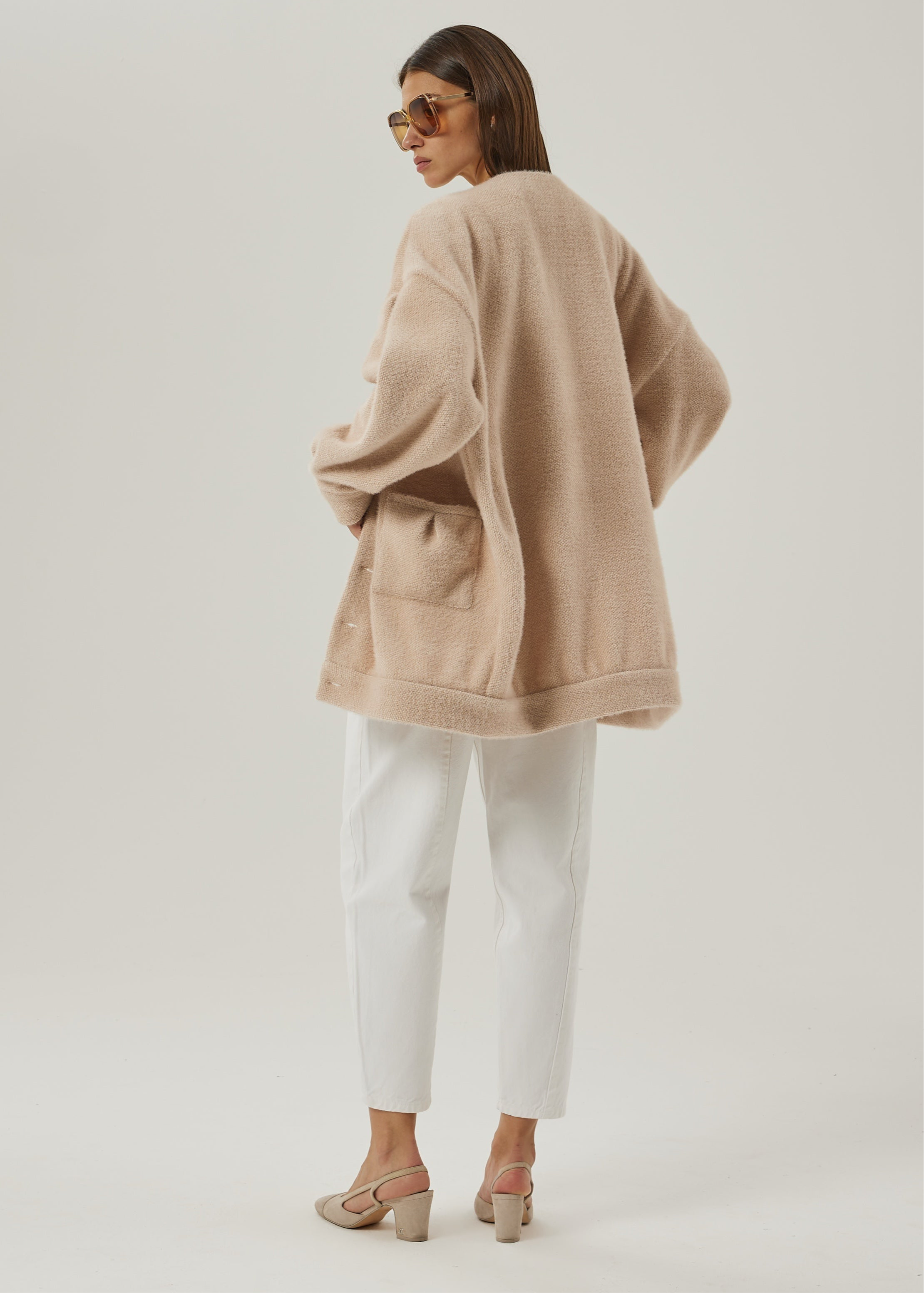 Corrine Pearl Button Cardigan Coat | Blush