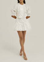 Laney 3D Floral Appliqué Blouse | Island White