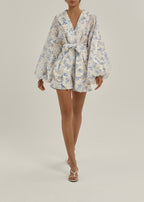 Ellie Floral Dreamy Playsuit | White & Pastel Blue