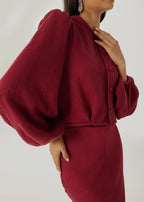 Elsya Soft Cable Cardigan | Crimson Red