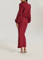 Elsya Soft Cable Knit Skirt | Crimson Red