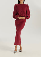 Elsya Soft Cable Knit Skirt | Crimson Red