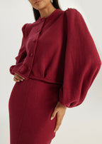 Elsya Soft Cable Cardigan | Crimson Red