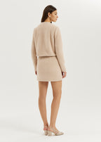 Eyla Plush Pearl Button Luxe Skirt | Powder Blush
