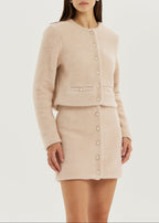 Eyla Plush Pearl Button Luxe Skirt | Powder Blush