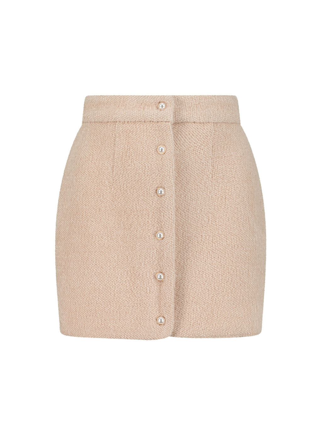 Eyla Plush Pearl Button Luxe Skirt | Powder Blush