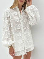 White Cotton Applique Shorts