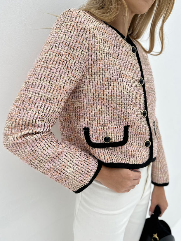 Casella Tweed Elegance Jacket | Pink/Peach