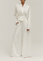 Gal Tie Waist Satin Cinch Jacket | Ivory Silk