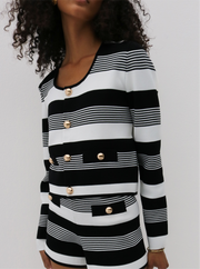 Antalia Stripe Knit Top | Black & White