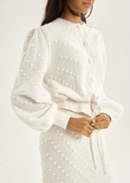 Freya Textured Cotton Cardigan | Ivory