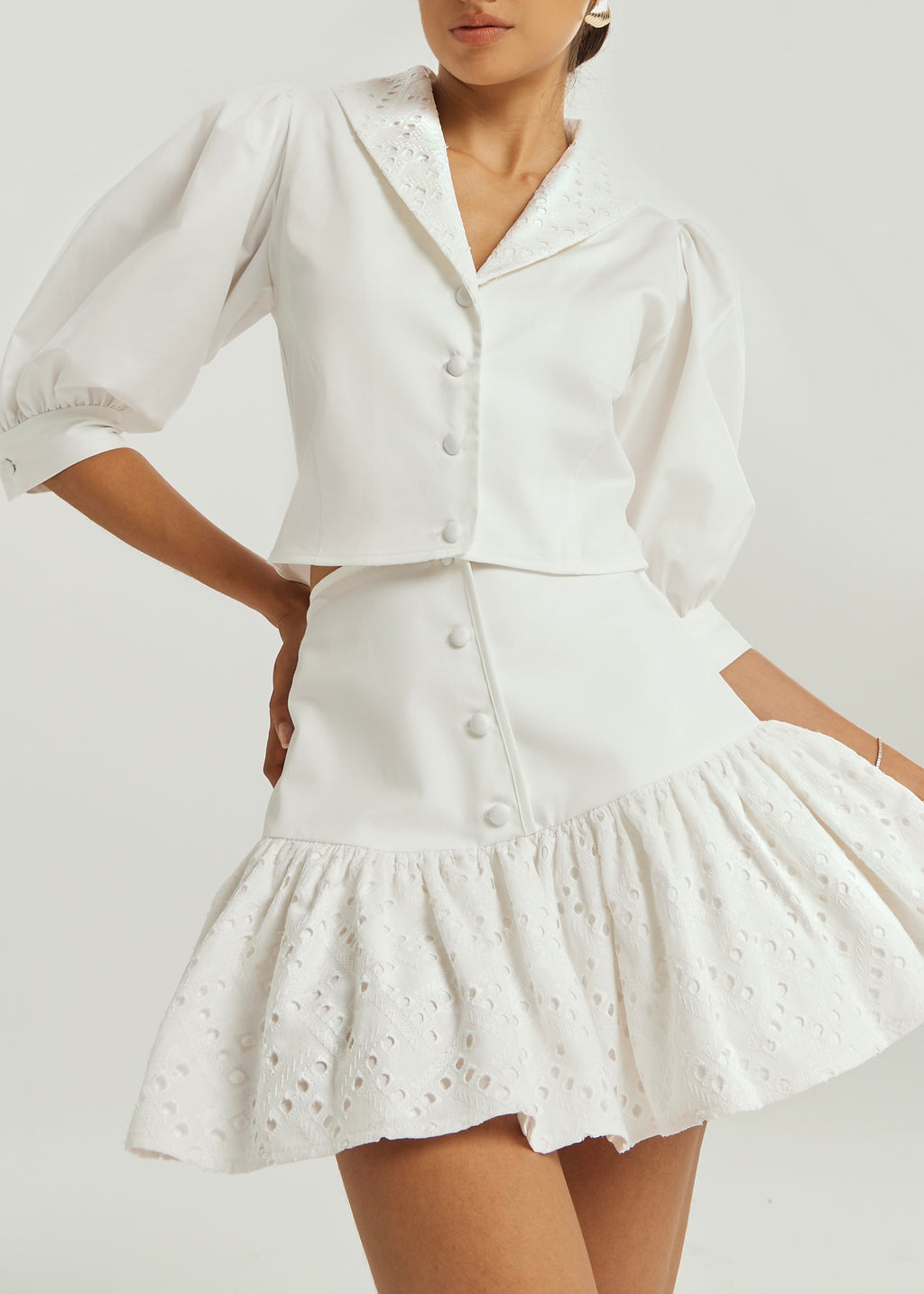 Fern Cotton & Cutwork Skort | White