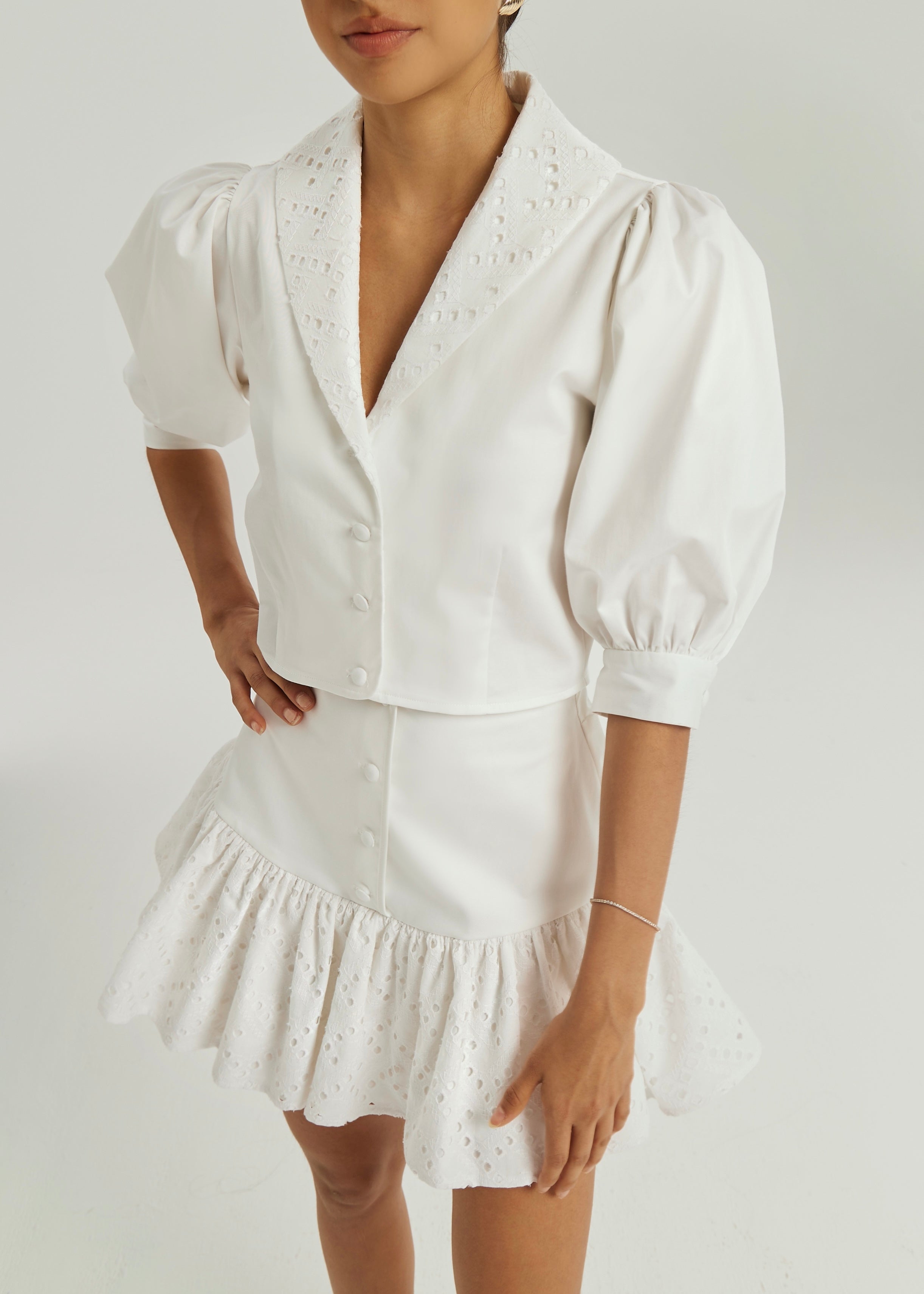 Fern Cotton & Cutwork Blouse | White