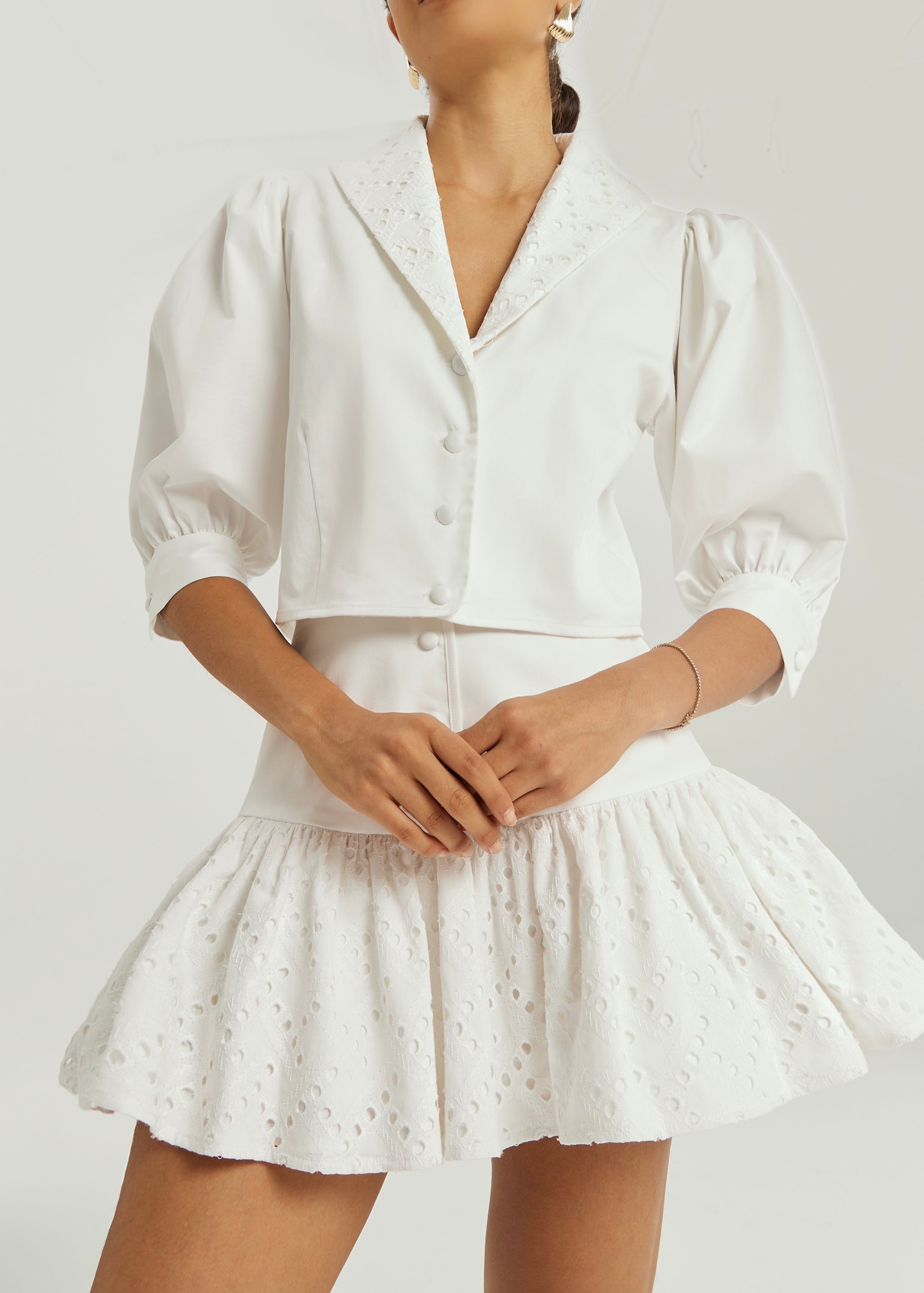 Fern Cotton & Cutwork Skort | White