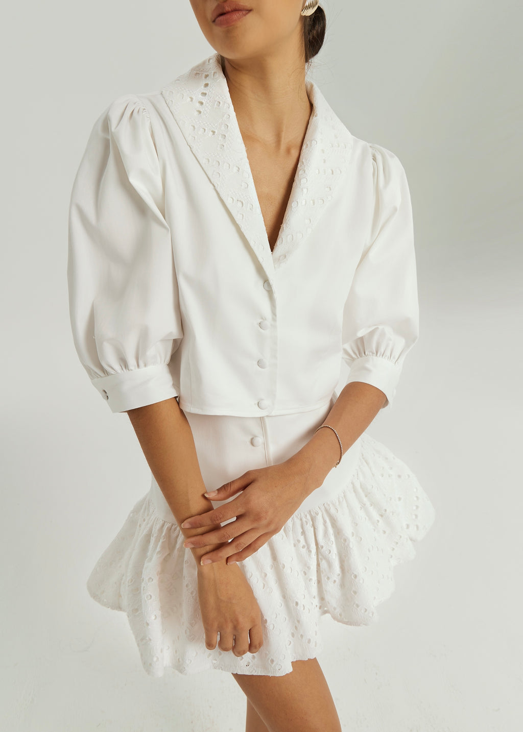 Fern Cotton & Cutwork Blouse | White