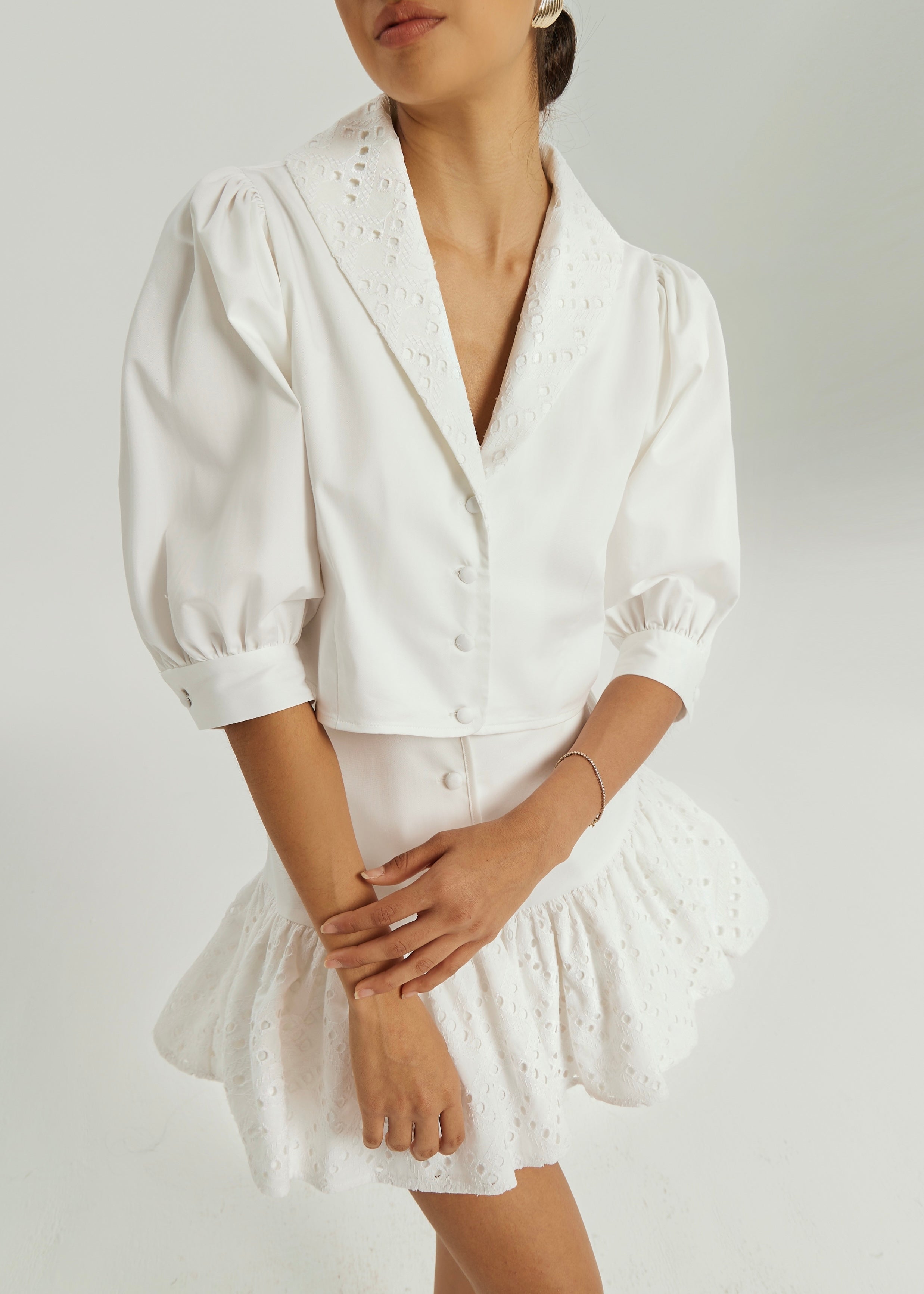 Fern Cotton & Cutwork Blouse | White
