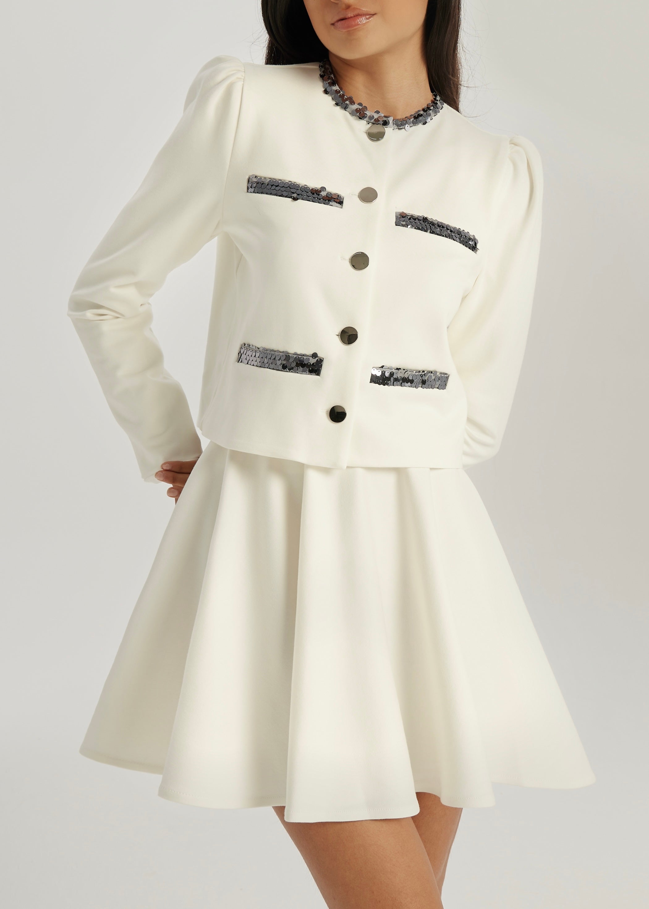 Erica Sequin Jacket | White