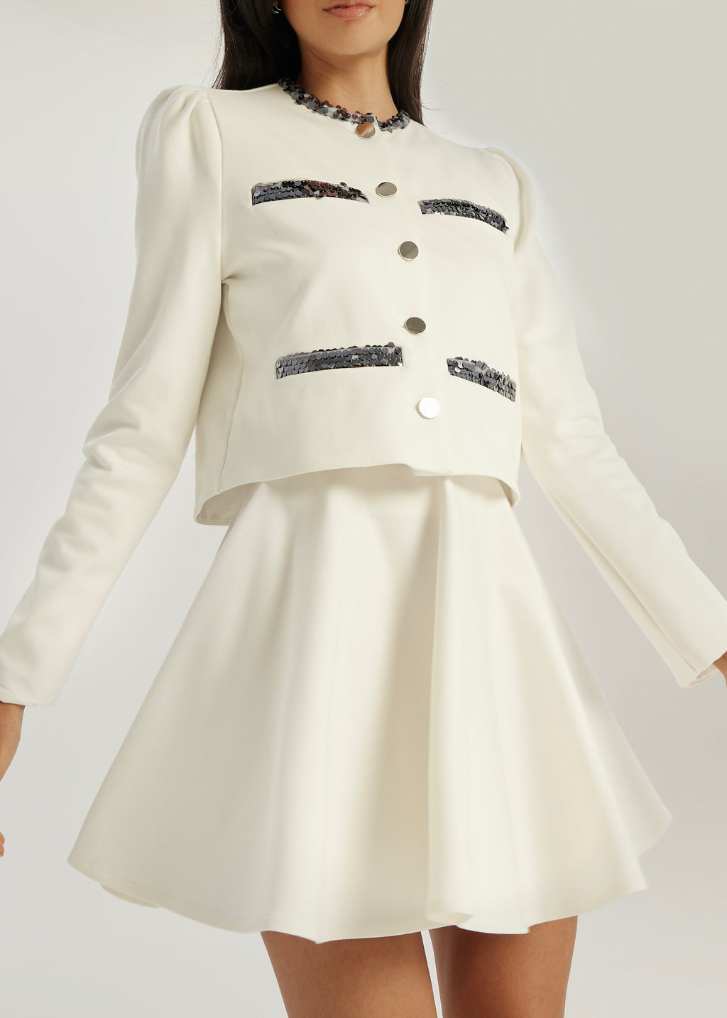 Erica Sequin Jacket | White