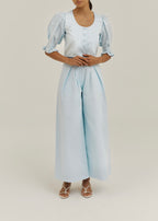 Ellina Timeless Linen Blouse | Pastel Blue