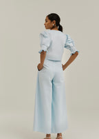 Ellina Timeless Linen Blouse | Pastel Blue