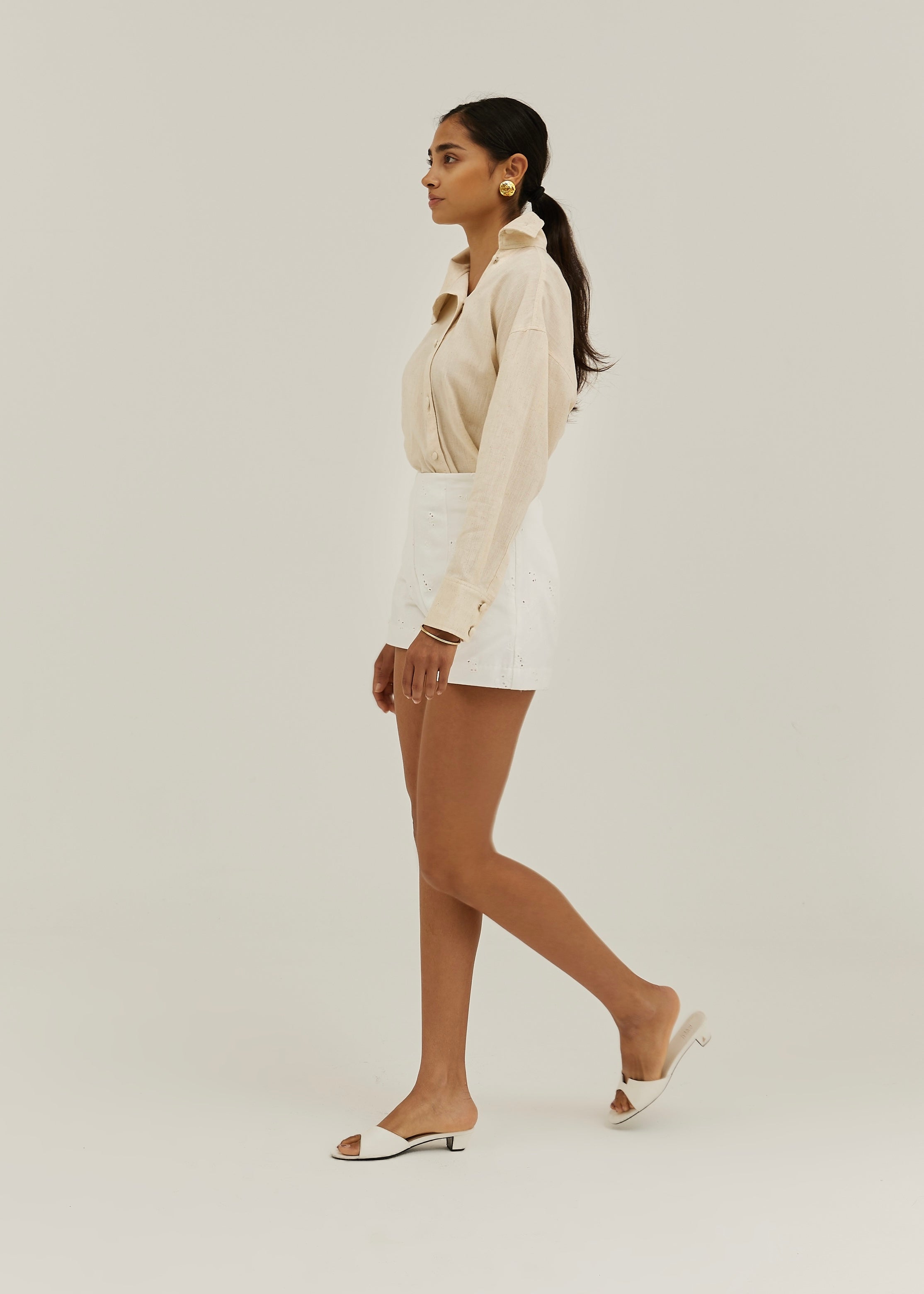 Caroline Asymmetric Button Through Shirt | Sand