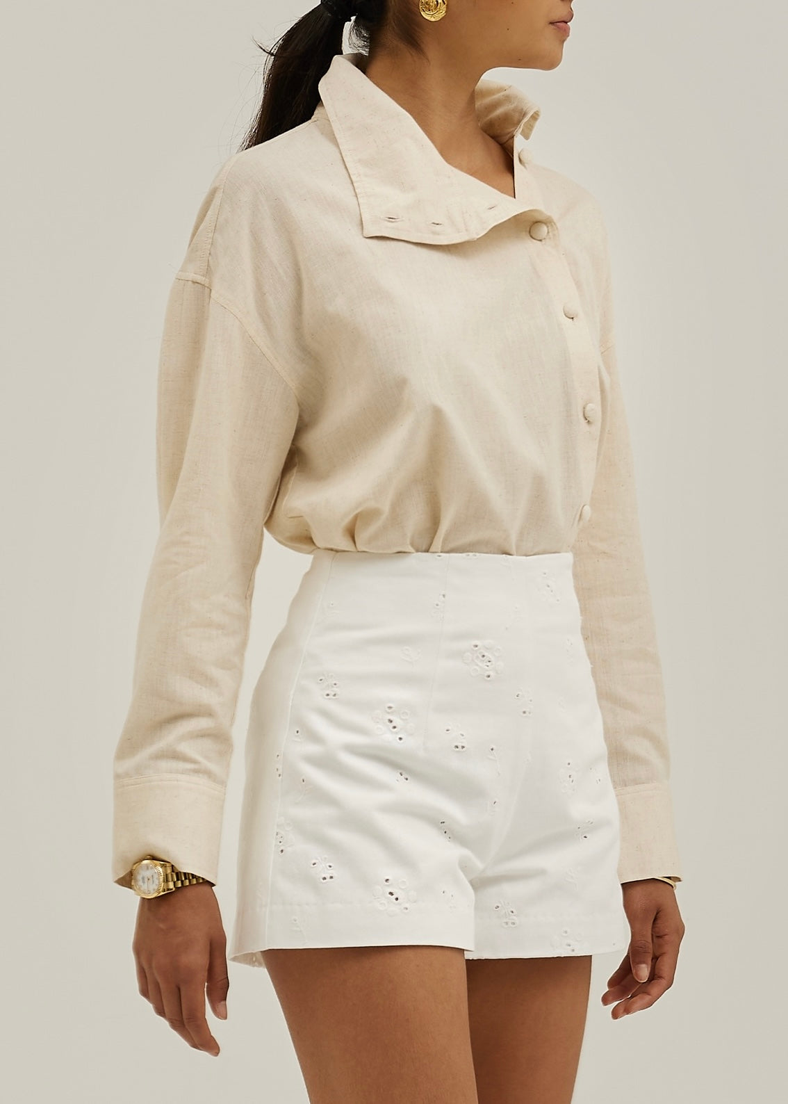 Caroline Asymmetric Button Through Shirt | Sand