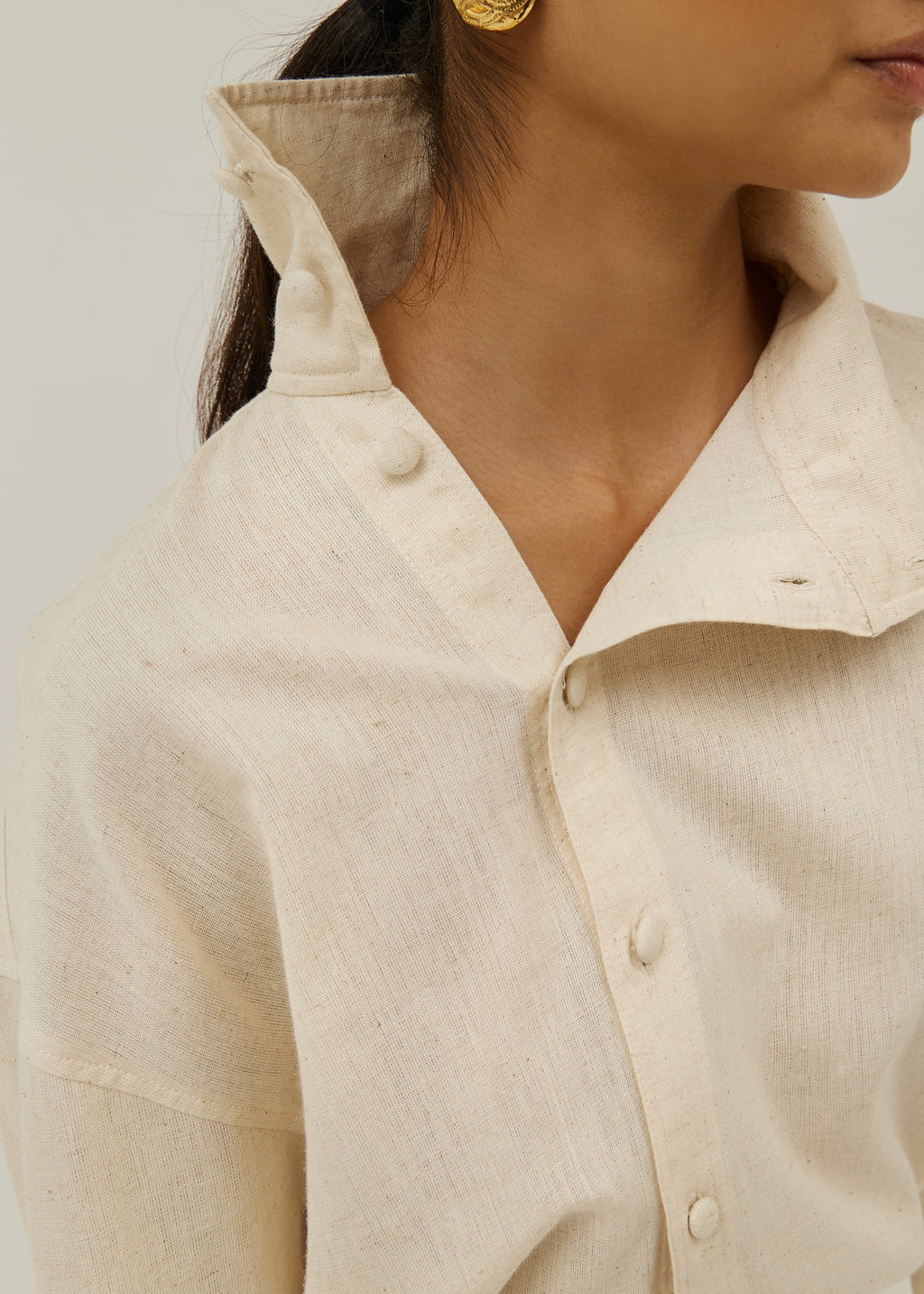 Caroline Asymmetric Button Through Shirt | Sand