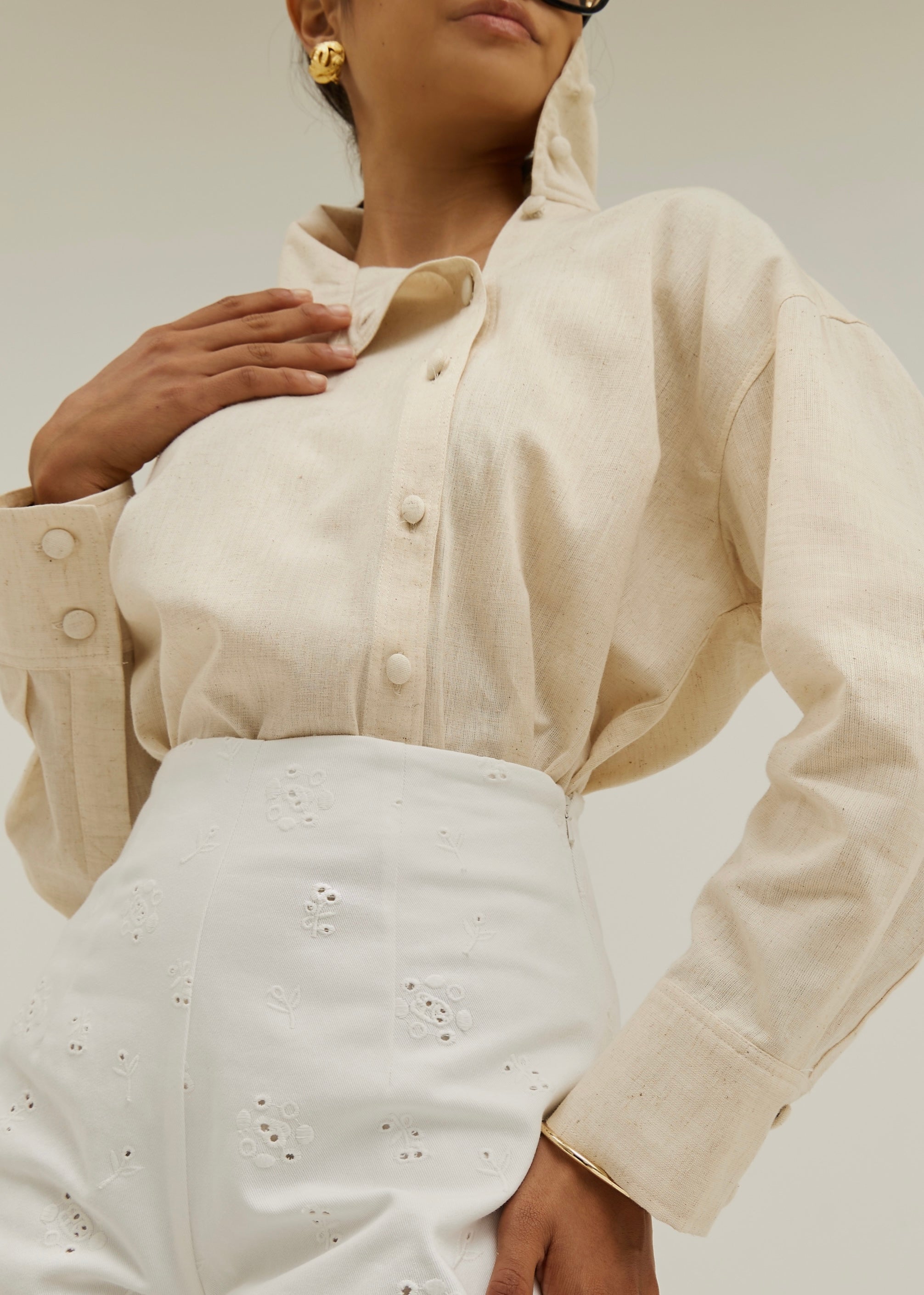 Caroline Asymmetric Button Through Shirt | Sand