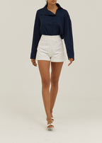 Caroline Asymmetric Button Through Shirt | Navy