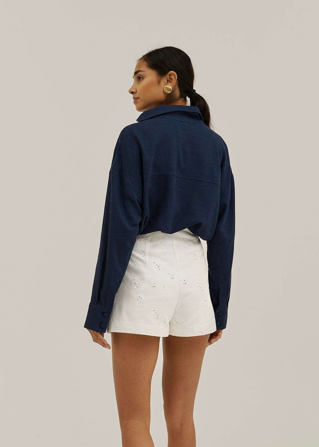 Caroline Asymmetric Button Through Shirt | Navy