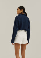 Caroline Asymmetric Button Through Shirt | Navy