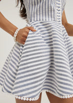 Tania Striped Sleeveless Playsuit | Navy/White