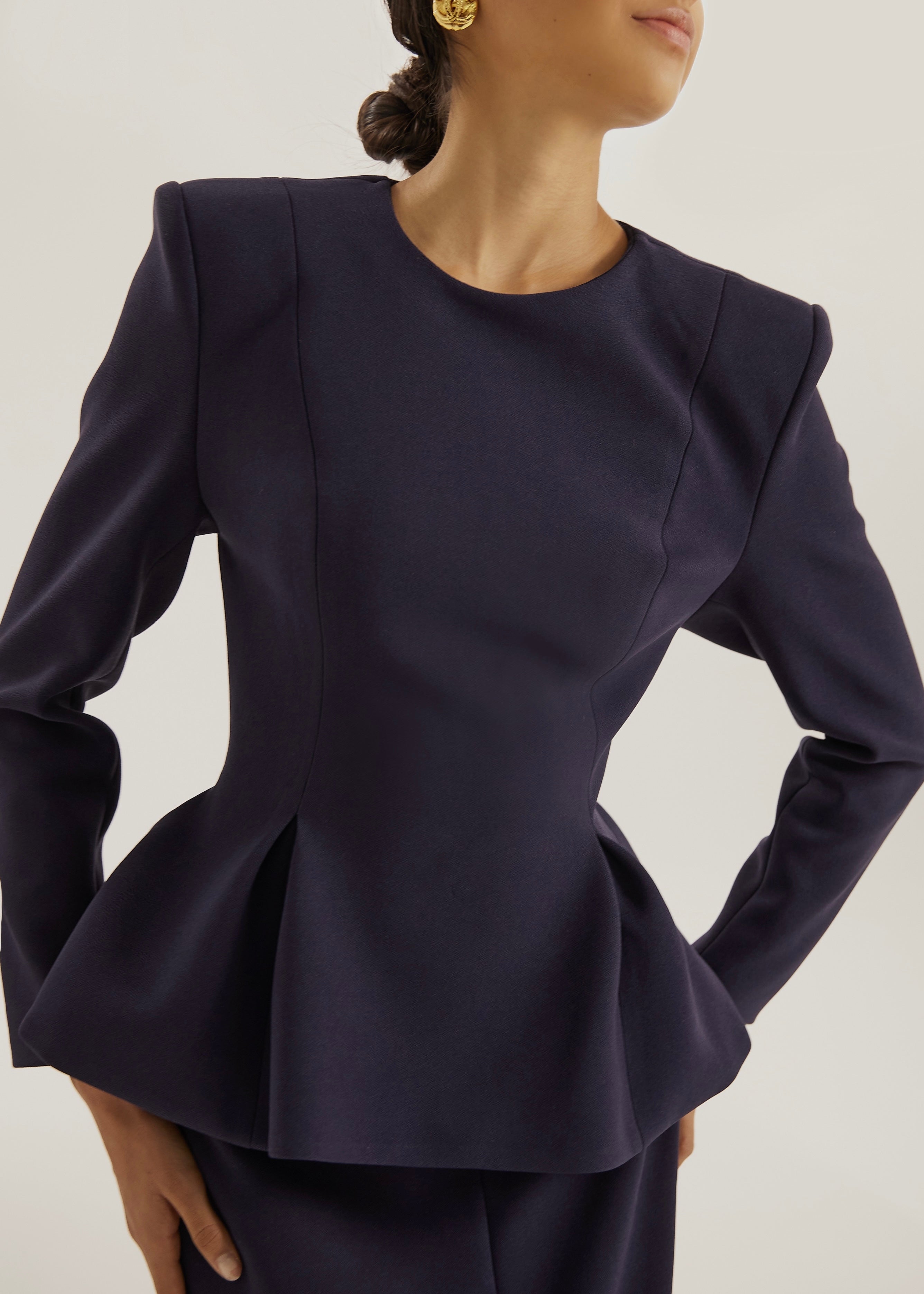 Jackie O Fit & Flare Top | Navy