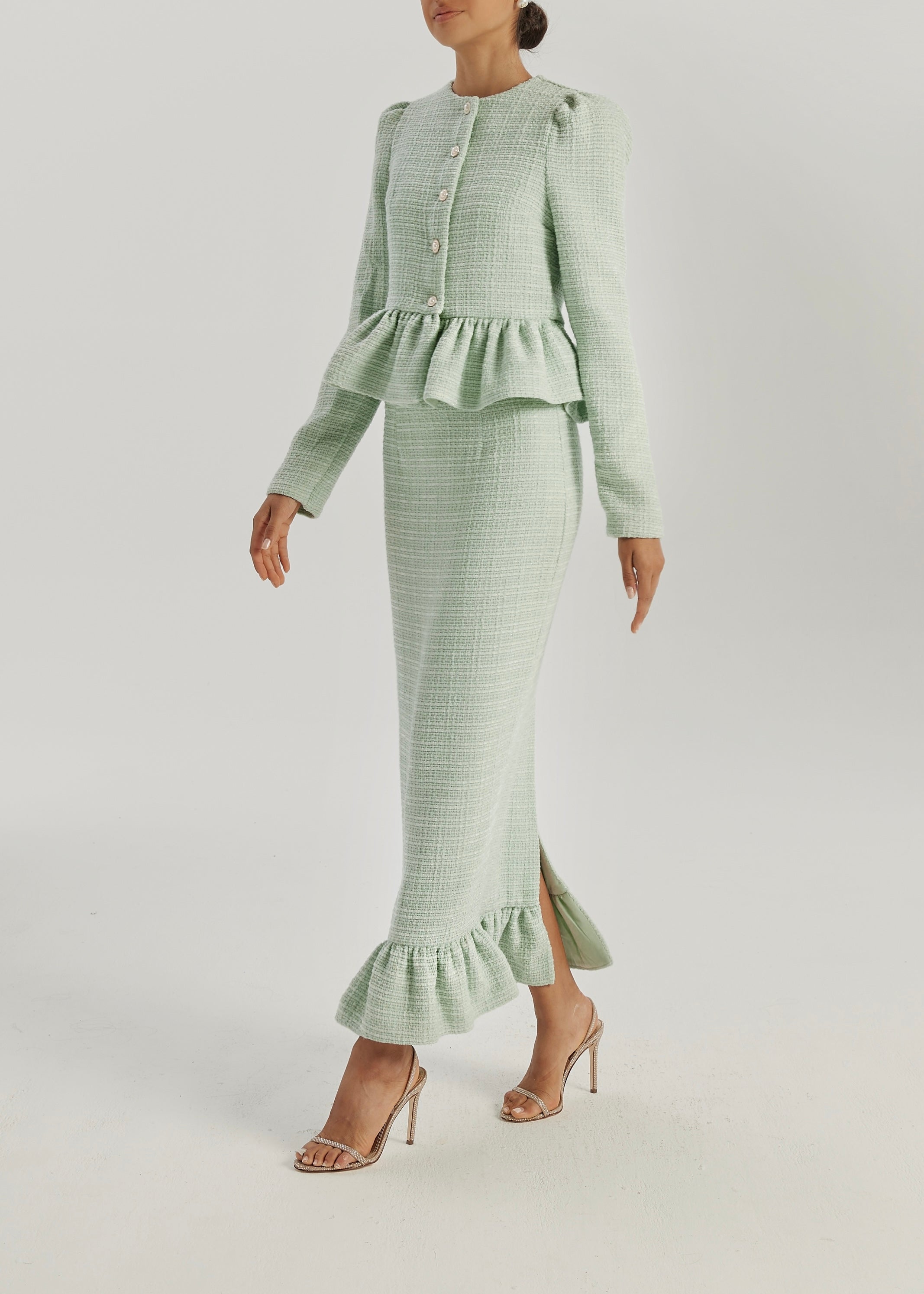 Andora Peplum Pencil Skirt | Pistachio