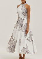 Tillie Embroidered Day Dress | White/Merlot